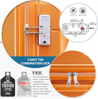 Somago Luggage Sets 3 Piece Hard Shell Polypropylene Suitcase with TSA Lock Spinner Carry On Luggage with Beauty Case Travel Set,Sunset Orange