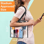 Hoiny Clear Bag for Stadium Events Approved, 12x6x12 Large Transparent Tote Bag with Zipper for Gym Concert Sports Festivals