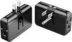ETwinCoo Black 2-Prong to 3-Prong Adapter, Swivel Polarized Grounding Converter with Flat Wall Plug, Fireproof 3-Outlet for Household Use (2 Pack)