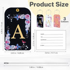 3 Pack Luxury Floral Luggage Tags, Durable PU Leather Suitcase Tags with Stainless Steel Cable Strap, Hidden ID Slot for Privacy Protection, Easy to Identify Waterproof Travel Accessories Gift (A)