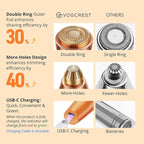 VG VOGCREST Eyebrow Facial Trimmer: 2 in1 Rechargeable Facial Hair Removal and Eyebrow Shaver - Face Lips Body Painless Facial Razor with Built-in LED Light (Orange)