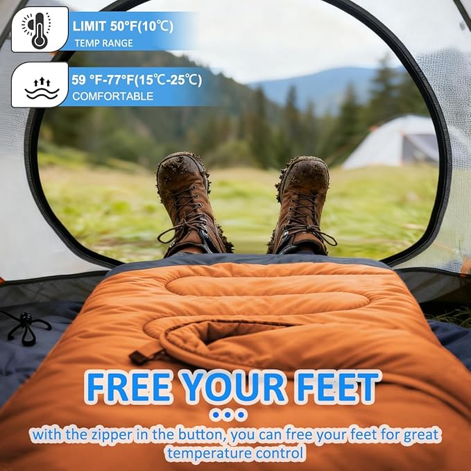 oaskys Camping Sleeping Bag - 3 Season Warm & Cool Weather - Summer Spring Fall Lightweight Waterproof for Adults Kids - Camping Gear Equipment, Traveling, and Outdoors