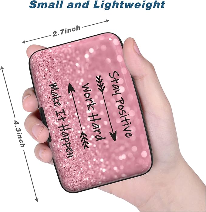 Credit Card Holder, Mini Aluminum Card Wallet RFID Blocking Slim Metal Hard Card Case for Women Men, Work Hard