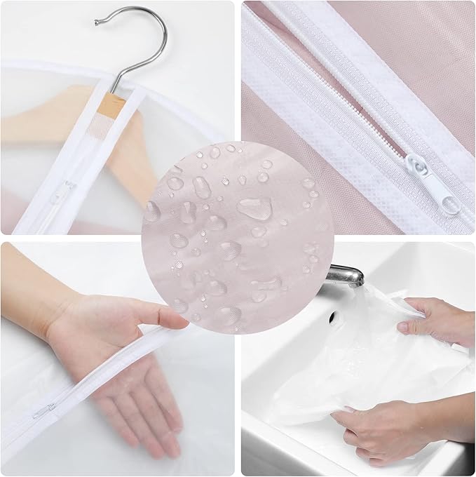 Clear Garment Bags for Hanging Clothes, Set of 12 Suit Bags Dust-Resistant Clothes Cover Bags PEVA Breathable Clothes Protectors with Full Zipper for Closet Storage, 24” x 40”/47”/55”