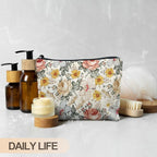 Floral Makeup Bag, Vintage Floral Pouch for Women, Aesthetic Makeup Bag, Flower Gifts for Women, Gifts for Flower Lovers, Colorful Garden Flowers Makeup Pouch