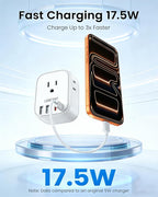 LENCENT US to Japan Plug Adapter, 2 Prong to 3 Prong Outlet Adapter with 4 Outlets 4 USB Ports(2 USB C), Type A Travel Converter for US to Japan Canada Mexico China Philippines Peru