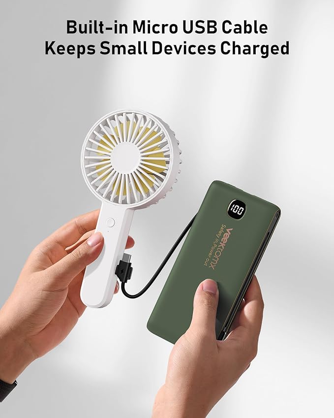 Portable Charger Power Bank Built in Cables and Wall Plug, 10000mAh iPhone Battery Pack Fast Charging, USB C External Slim Power Bank, Travel Essentials Compatible with iPhone 17 16 15 14 iPad, Green