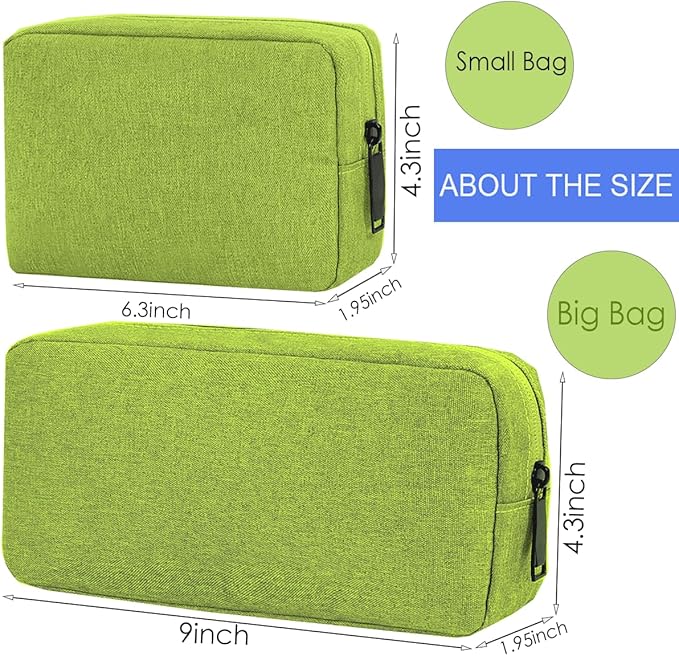 CAAORDKSO Electronic Organizer Travel Cable Accessories Case, Electronic Organizer Bag, Electronic Accessories Organizer Pouch for Cable, Cord, Charger, Phone, Power Bank, Earphone (Small-Green)