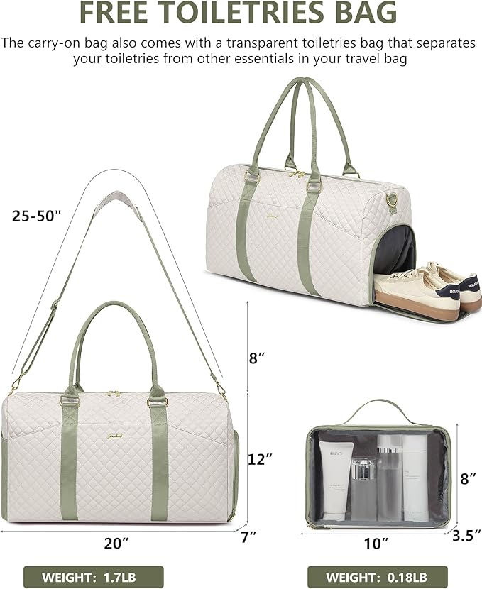 Women Weekender Travel Duffle Bag: Travel Duffel Overnight Bags with Shoe Compartment Large Carry on Tote with Toiletry Bag Weekend Traveling Yoga Gym Hospital Bag for Women with Wet Pocket