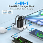 2 Pack USB C Charger Block 60W, 4-Port GaN5 Super Fast Phone Charger, Type C Charging Block PD 20W & QC 20W with 6.6FT USB C Cables for iPhone 17 Air/17/16/15 Pro Max Samsung Galaxy S24