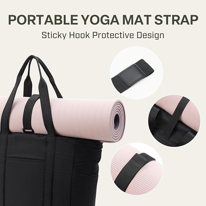Everfun Large Tote Bag for Women, Ultra Soft Gym Tote, Everyday Yoga Washable Bag with Zipper, Travel, Beach, Laptop Work