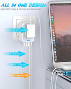 35W PD Universal Travel Adapter with 5 USB Ports + 2500W AC Outlet, Portable International Travel Adapter for Europe 200+ Countries, Compact Travel Charger for Cruise Vacation Business Trip