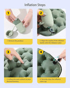 Inflatable Seat Cushion with Portable Air Pump, Portable Seat Cushion for Airplane Travel, Camping Pad & Stadium , Lightweight Travel Seat Cushion for Long Flights, Office, and Outdoor Activities