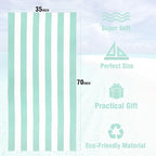 HENBAY Large Oversized Beach Towel - 35 x 70 Inch Microfiber Pool Towel, Aqua Striped Quick Dry Cabana Swim Towel