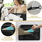 Dog Car Seat Foldable Dog Car Booster Seat Waterproof Breathable Oxford Travel Bag for Small to Medium Dogs, Puppies, and Pets-Pure Black-Upgrade