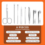 12 Set Bulk Manicure Kit Nail Set Stainless Steel Pedicure Professional Nail Care Kit with Stainless Steel Tools Portable Grooming with Travel Case, Gift for Men Women (4 color,8 in 1)