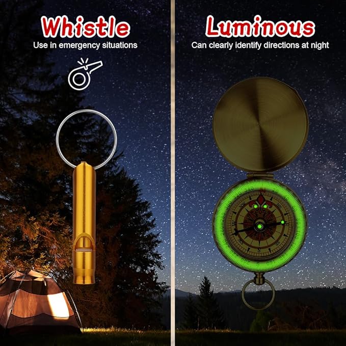 Flintronic Navigation Compass, Hiking Compass with Luminous Function, Waterproof Pocket Compass for Expedition Map Reading, Navigation, Orienteering and Survival