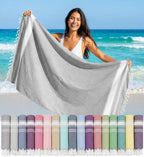 LANE LINEN Beach Towel, Oversized Beach Towel 39"x71", Lightweight Beach Essentials for Women, Large Pool Towel, Absorbent & Quick Dry, Sand Free Beach Towel - Alloy
