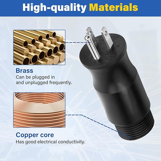 219261 Multi Voltage Power Adapter Plug for Miller & Hobart Welders/Plasma Cutters, 4 Pin to 3 Prong Electric Welding Adapter Plug for Welding Power Cord 5-15P (115V/15A)