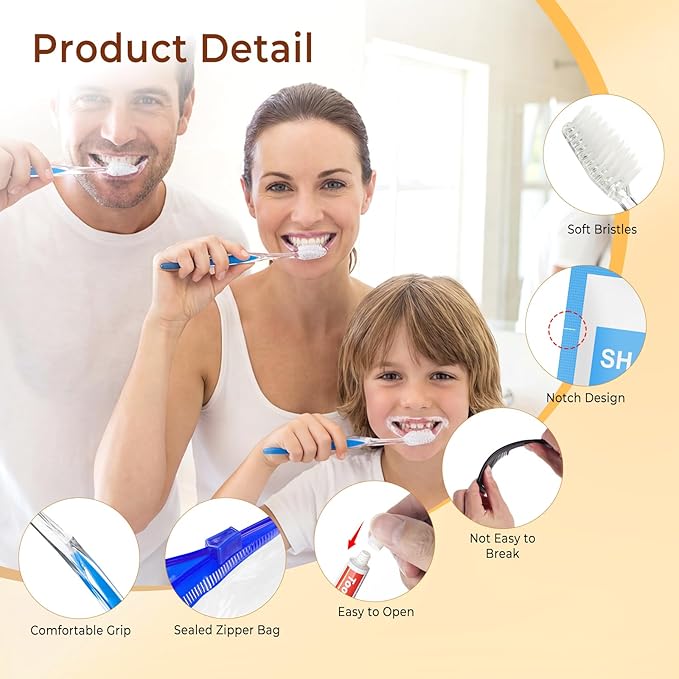 5 Set Personal Hygiene Kit Bulk,12-IN-1 Individually Wrapped Blue Basic Toiletry Supplies Disposable Travel Toothbrushes and Hotel Vanity Set for Homeless,Guests,Charity