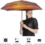 Cowboy Black Hat Western Boots Umbrellas for Rain Portable Travel Umbrellas Lightweight Automatic Windproof Folding Umbrella Compact Outdoor Beach Umbrella for Women, Men