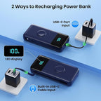 Portable Charger PowerBank 40800mAh with Built-in Cables,25W PD Fast Charging +QC 4.0 Quick Phone Charging Power Bank, Travel Essential Charger Battery Pack for iPhone 17/16/15 Android Galaxy etc
