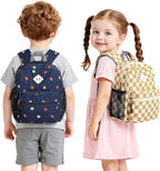 STEAMEDBUN Corduroy Toddler Backpack for Girls Boys 2-4, Kids Preschool Backpack for Kindergarten - Checkered