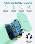 AISNI iPhone Charger Fast Charging 4 Pack 20W PD USB C Charger Block with 6 FT MFi-Certified Type C Fast Charging Cable Compatible for iPhone 14/13/12/11 Pro Max/Xs Max/XR/X,iPad-Green