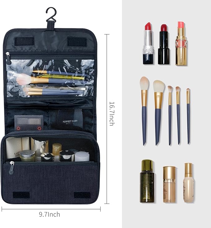 Lcsmaokin Large Capacity Toiletry Bag Travel Bag with Hanging Hook for Men and Women Waterproof Travel Cosmetic Bag Bathroom Bag,with TSA Approved Zippers Clear Travel Makeup Bag Carry-on