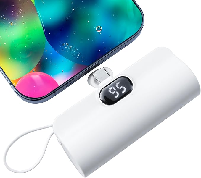 Mini power bank 5500mAh Portable Power Bank,Dual USB-C Ports Cell Phone Power Charger, LCD LED Display Battery Compatible with iPhone17/16/15 plus/15 pro/15 pro Max/Android Phone/Samsung/Moto/LG etc…