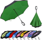 MRTLLOA 40/49/56 Inch Oversize Windproof Inverted Reverse Upside Down Umbrella, Golf Size Rain Umbrella, Double Layer, C-Shaped Handle for Men, Women and Kids