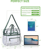 MAY TREE Clear Bag for Stadium Events 12×6×12 Clear Tote Lunch Bag with Reinforced Straps for Work, Sporting Events and Gym, Green