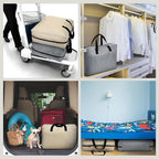 2 Pcs Travel Shoe Bag with Handle Organizer - Portable Luggage Storage Bag for Multiple Shoes (Light Gray, Beige)