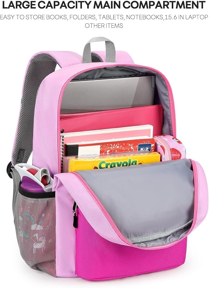 mibasies Kids Backpack for Girls 5-9: Large Girls Backpack for Elementary School