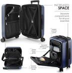 TRAVELARIM Navy Hardshell Luggage Sets 4 Piece, Durable Suitcase Set, Travel Luggage Set with Integrated TSA Lock, 360° Spinner Wheels, Expandable Medium and Large Checked Suitcase, 20/24/28 Inch