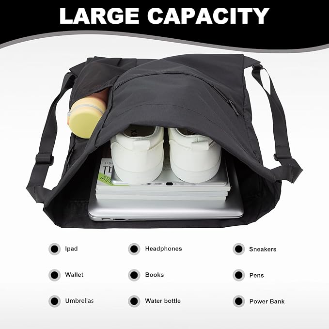 HOLYLUCK Men & Women Outdoor Sport Gym Sack Waterproof Drawstring Backpack Bag (Standard with width webbing, Black-1)