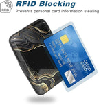 Credit Card Holder, Mini Aluminum Card Wallet RFID Blocking Slim Metal Hard Card Case for Women Men, Black Gold