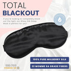 Blissy Silk Sleep Mask - Eye Sleeping Mask for Women & Men for Total Blackout - 100% Pure Mulberry Silk, 22 Momme 6a Fibers - Blindfold Sleep Mask Side Sleeper Eye Cover (Non Adjustable)