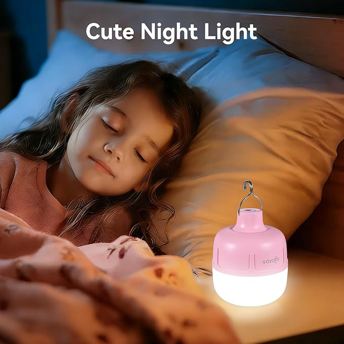 VAVOFO 20W LED Camping Lantern Rechargeable, 1200LM Camping Light, 3000mAh Portable Tent Light , IP65 Waterproof Flashlight Lanterns for Emergencies ,Power Outages,Hiking (Pink)