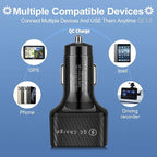 Amiss Car Charger Adapter, 6 USB Multi Port, Fast Charger, Include QC 3.0 and 5 Other Ports, Car Interior Accessories, Fit for iPhone 17/16/15/14/13Pro Max, Samsung, Android (Black 2pcs)