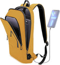 hk Backpack for Men Business Slim Backpack with USB Charger Computer Lightweight Anti-theft Travel (Yellow, 17.3 Inch)