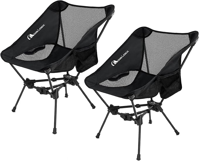 MOON LENCE 2 Pack Portable Camping Chairs Backpacking Chair - The 4th Generation Ultralight Folding Chair - Compact, Lightweight Foldable Chairs for Hiking Mountaineering, Beach