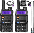 BAOFENG UV-5R Ham Radio Long Range UV5R Dual Band VHF UHF Rechargeable Walkie Talkies for Adults Handheld Two Way Radio with Earpiece AR-771 Full Kit for Camping Hunting Survival Gear,2Pack