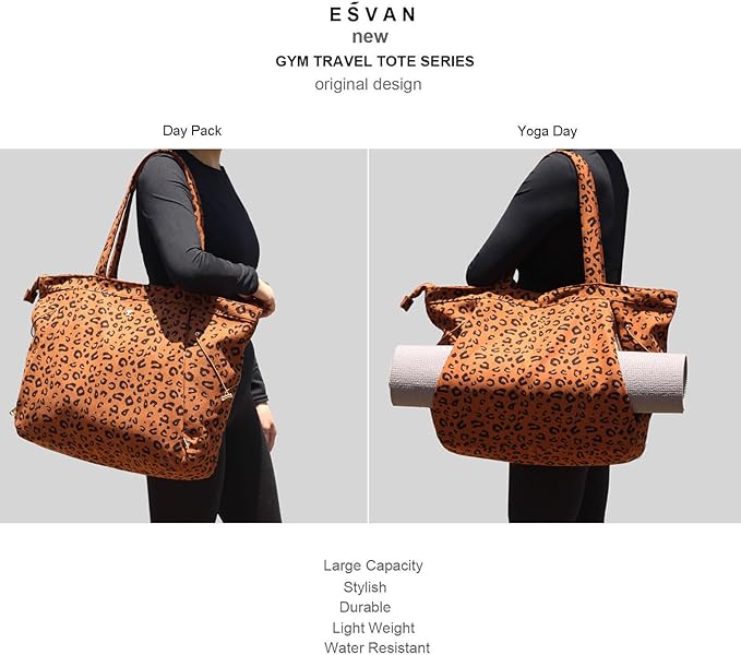 ESVAN Corduroy Yoga Tote Bag Gifts for Women Drawstring Yoga Mat Bag for Office Workout Travel Carryall Pilates Gym