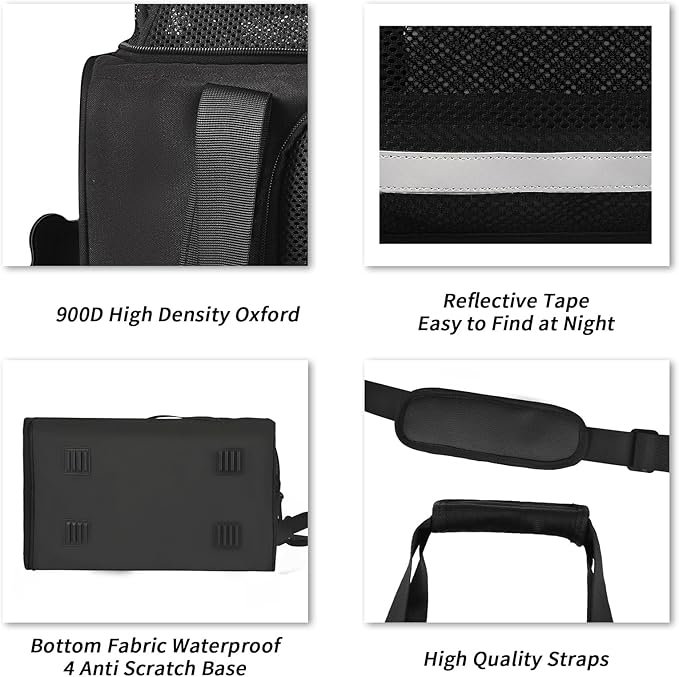 Wakytu Dog Carriers for Small Dogs, Cat Carrier Travel, Expandable, Collapsible, 900D High Density Oxford Cloth, Wear-Resisting, Anti Tearing, Reflective Tape,Safety Lock Zipper