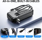 Portable Charger with Wall Plug 10000mAh Power Bank for iPhone 27W Portable Charger with Built in Cable Portable Phone Charger for iPhone 17/16/15, Samsung Android, Black