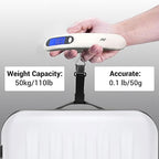 ANT Digital Luggage Scale 50kg – Portable High-Precision Travel Weight Scale with Backlit LCD, Strap Hook, Tare & Unit Switch – Ideal for Flights, Suitcases, Parcels – White