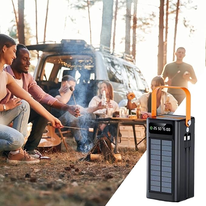 High-Capacity Solar Battery Banks, 120W External Power Packs, 50000mAh Survival Gear, Built-in Cable Chargers, Multi-Output Portable Stations