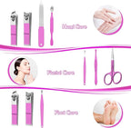 Manicure Set 8 in 1 Nail Clipper Set,RedFlow Nail Clippers,Fingernail & Toenail Clippers,Manicure Tools,Pedicure Tools,Suitable for Travel Manicure Kit,Nail Set Kit with Everything Profe (Purple)