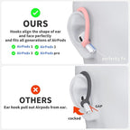 Ear Hooks 2 Pairs for AirPods Pro 2 & 1, AirPods 4 & 3, Anti-Slip Comfortable Fit, Ergonomic Design, Accessories (Large, Pink)